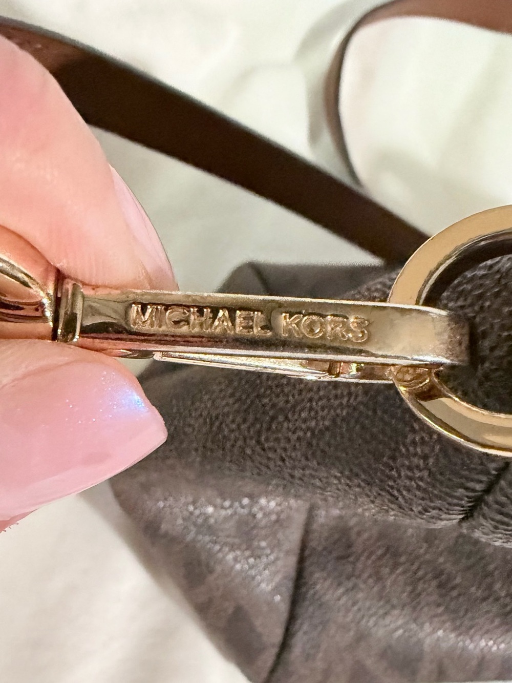 Michael Kors Brown Logo Dome Satchel with Tan Trim - Picture 8 of 14